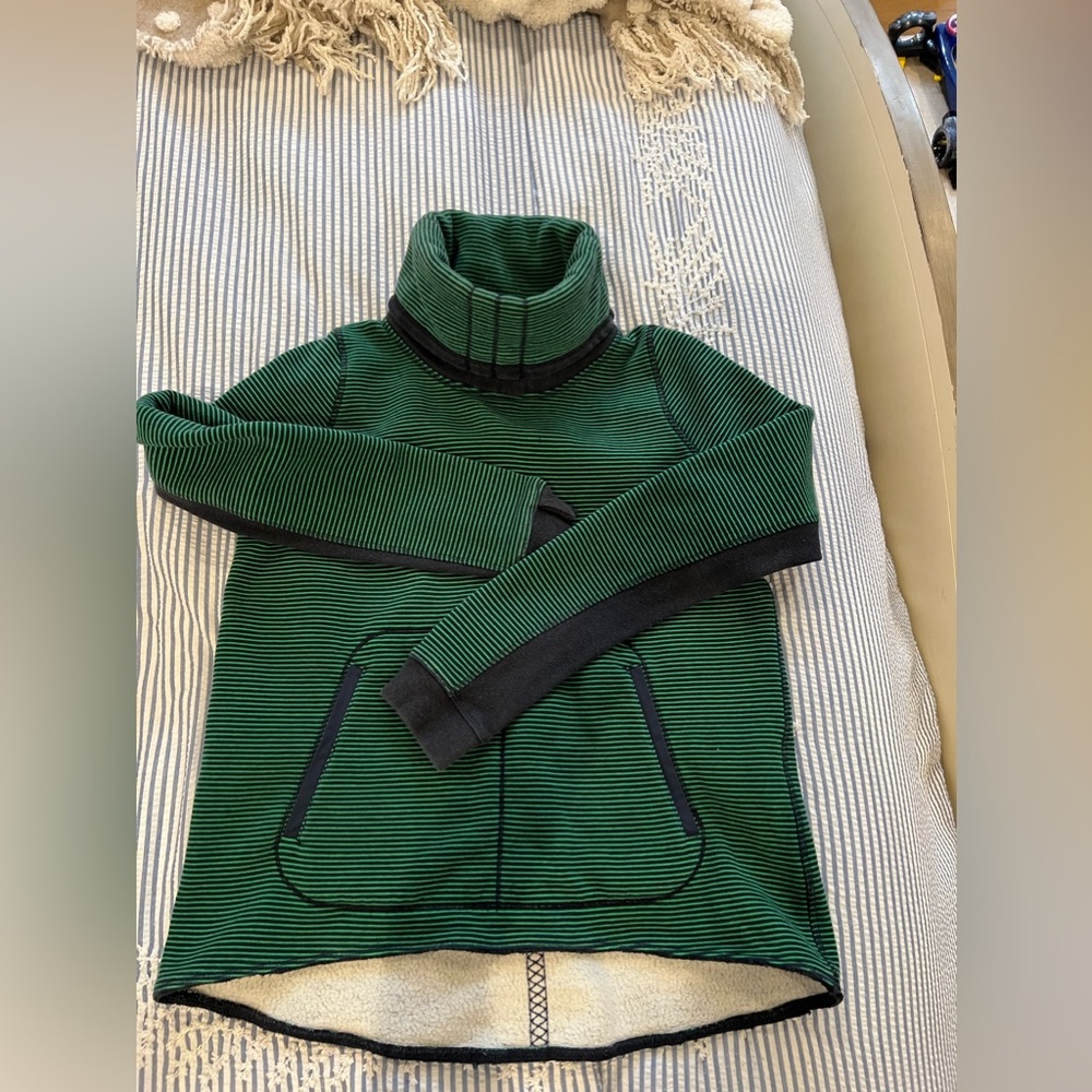 lululemon athletica Green and Black Striped Sweatshirt